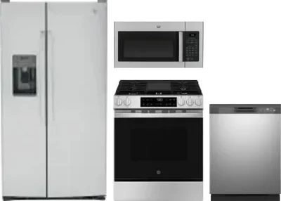 4 Piece Package Includes Refrigerator, Range, Microwave And Dishwasher
