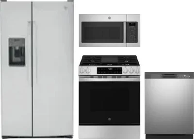 4 Piece Package Includes Refrigerator, Range, Microwave And Dishwasher