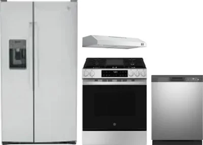 4 Piece Package Includes Refrigerator, Range, Hood And Dishwasher