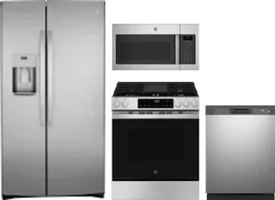 4 Piece Package Includes Refrigerator, Range, Microwave And Dishwasher