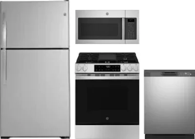 4 Piece Package Includes Refrigerator, Range, Microwave And Dishwasher