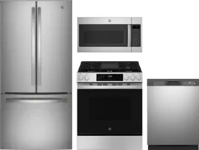 4 Piece Package Includes Refrigerator, Range, Microwave And Dishwasher