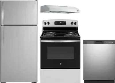 4 Piece Package Includes Refrigerator, Range, Hood And Dishwasher