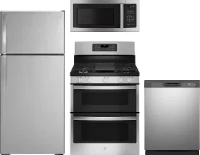 4 Piece Package Includes Refrigerator, Range, Microwave And Dishwasher