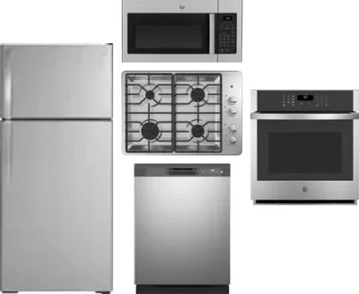 5 Piece Package Includes Refrigerator, Cooktop, Wall Oven, Microwave And Dishwasher