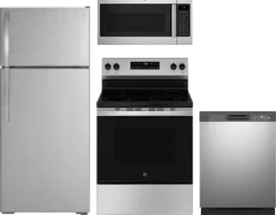 4 Piece Package Includes Refrigerator, Range, Microwave And Dishwasher
