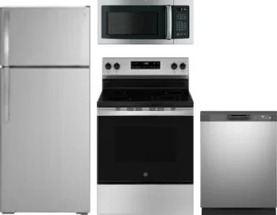 4 Piece Package Includes Refrigerator, Range, Microwave And Dishwasher