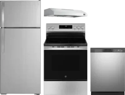 4 Piece Package Includes Refrigerator, Range, Hood And Dishwasher