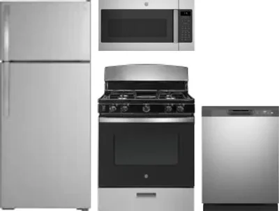 4 Piece Package Includes Refrigerator, Range, Microwave And Dishwasher