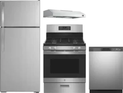 4 Piece Package Includes Refrigerator, Range, Hood And Dishwasher