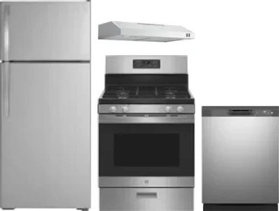 4 Piece Package Includes Refrigerator, Range, Hood And Dishwasher