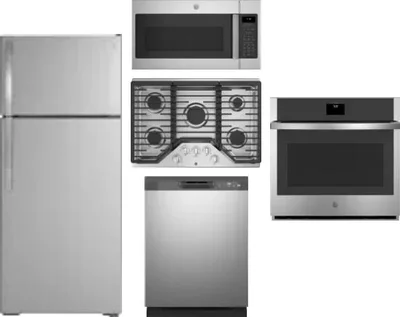5 Piece Package Includes Refrigerator, Cooktop, Wall Oven, Microwave And Dishwasher