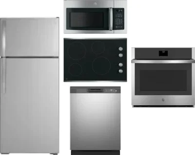 5 Piece Package Includes Refrigerator, Cooktop, Wall Oven, Microwave And Dishwasher