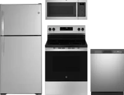 4 Piece Package Includes Refrigerator, Range, Microwave And Dishwasher