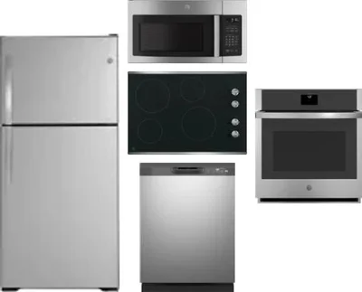 5 Piece Package Includes Refrigerator, Cooktop, Wall Oven, Microwave And Dishwasher