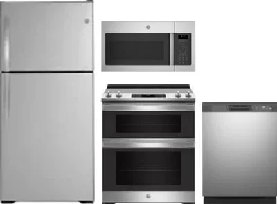 4 Piece Package Includes Refrigerator, Range, Microwave And Dishwasher