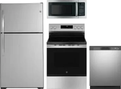 4 Piece Package Includes Refrigerator, Range, Microwave And Dishwasher
