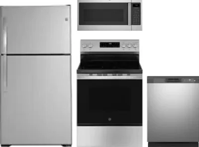 4 Piece Package Includes Refrigerator, Range, Microwave And Dishwasher