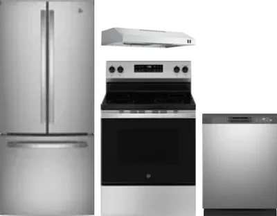 4 Piece Package Includes Refrigerator, Range, Hood And Dishwasher