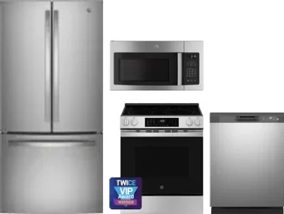 4 Piece Package Includes Refrigerator, Range, Microwave And Dishwasher