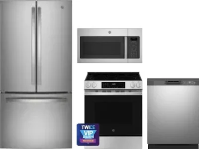 4 Piece Package Includes Refrigerator, Range, Microwave And Dishwasher