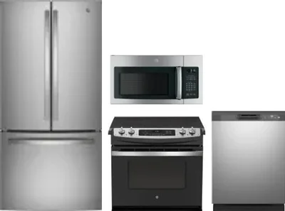 4 Piece Package Includes Refrigerator, Range, Microwave And Dishwasher
