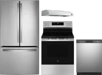 4 Piece Package Includes Refrigerator, Range, Hood And Dishwasher