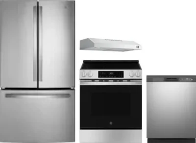 4 Piece Package Includes Refrigerator, Range, Hood And Dishwasher