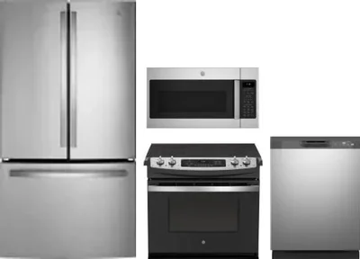 4 Piece Package Includes Refrigerator, Range, Microwave And Dishwasher