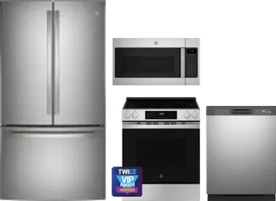 4 Piece Package Includes Refrigerator, Range, Microwave And Dishwasher