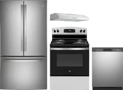 4 Piece Package Includes Refrigerator, Range, Hood And Dishwasher