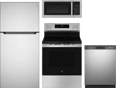 4 Piece Package Includes Refrigerator, Range, Microwave And Dishwasher
