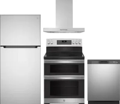 4 Piece Package Includes Refrigerator, Range, Hood And Dishwasher