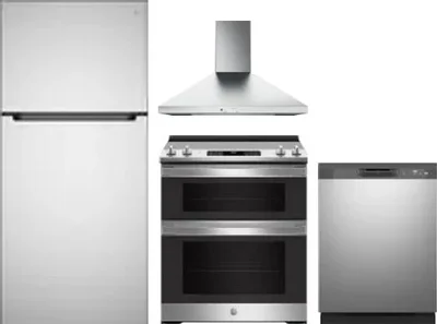 4 Piece Package Includes Refrigerator, Range, Hood And Dishwasher