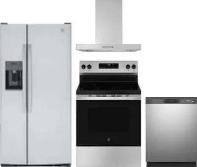 4 Piece Package Includes Refrigerator, Range, Hood And Dishwasher
