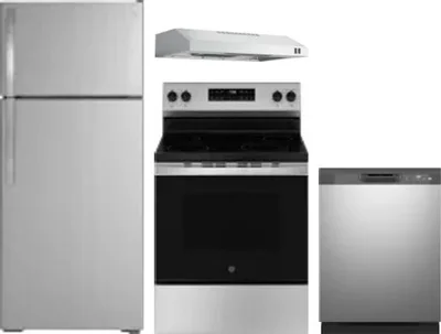 4 Piece Package Includes Refrigerator, Range, Hood And Dishwasher