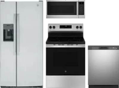 4 Piece Package Includes Refrigerator, Range, Microwave And Dishwasher