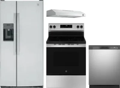 4 Piece Package Includes Refrigerator, Range, Hood And Dishwasher