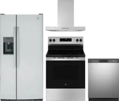 4 Piece Package Includes Refrigerator, Range, Hood And Dishwasher