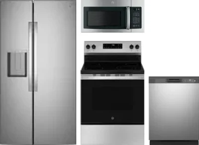 4 Piece Package Includes Refrigerator, Range, Microwave And Dishwasher