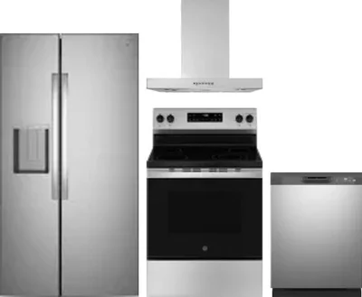4 Piece Package Includes Refrigerator, Range, Hood And Dishwasher