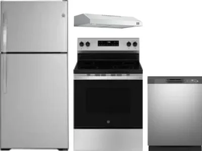 4 Piece Package Includes Refrigerator, Range, Hood And Dishwasher