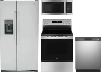 4 Piece Package Includes Refrigerator, Range, Microwave And Dishwasher