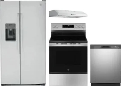 4 Piece Package Includes Refrigerator, Range, Hood And Dishwasher