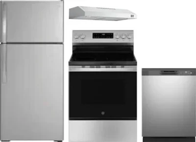 4 Piece Package Includes Refrigerator, Range, Hood And Dishwasher