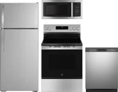 4 Piece Package Includes Refrigerator, Range, Microwave And Dishwasher