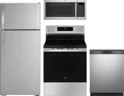4 Piece Package Includes Refrigerator, Range, Microwave And Dishwasher