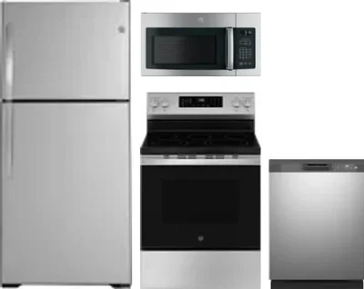 4 Piece Package Includes Refrigerator, Range, Microwave And Dishwasher