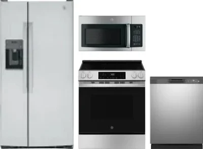 4 Piece Package Includes Refrigerator, Range, Microwave And Dishwasher