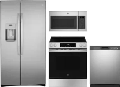4 Piece Package Includes Refrigerator, Range, Microwave And Dishwasher